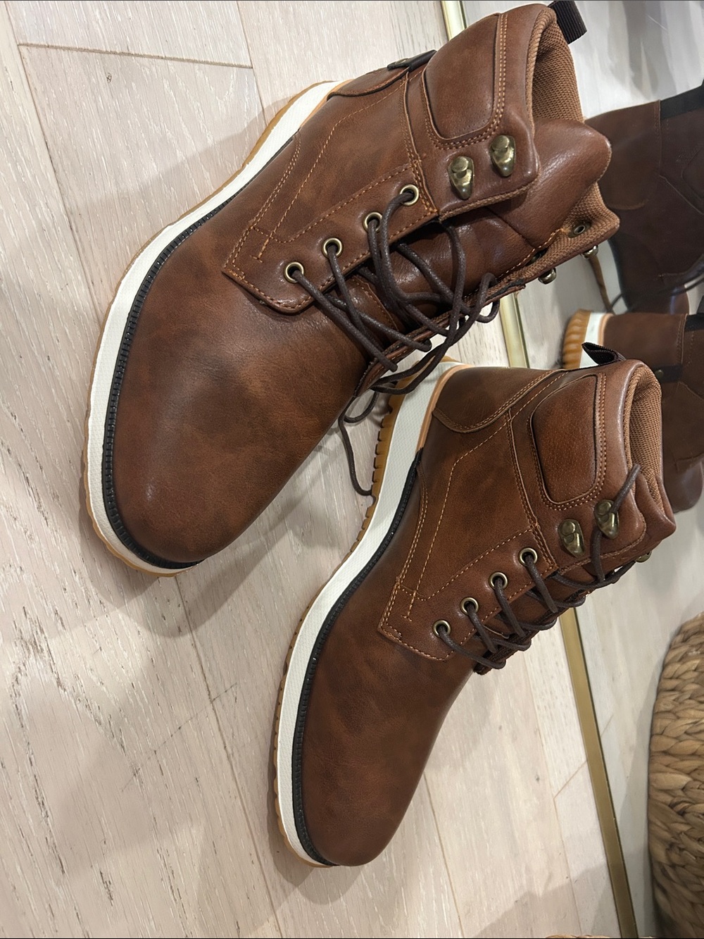 New York & Company Men's Brown Lace-Up Work Boots - Picture 4 of 5
